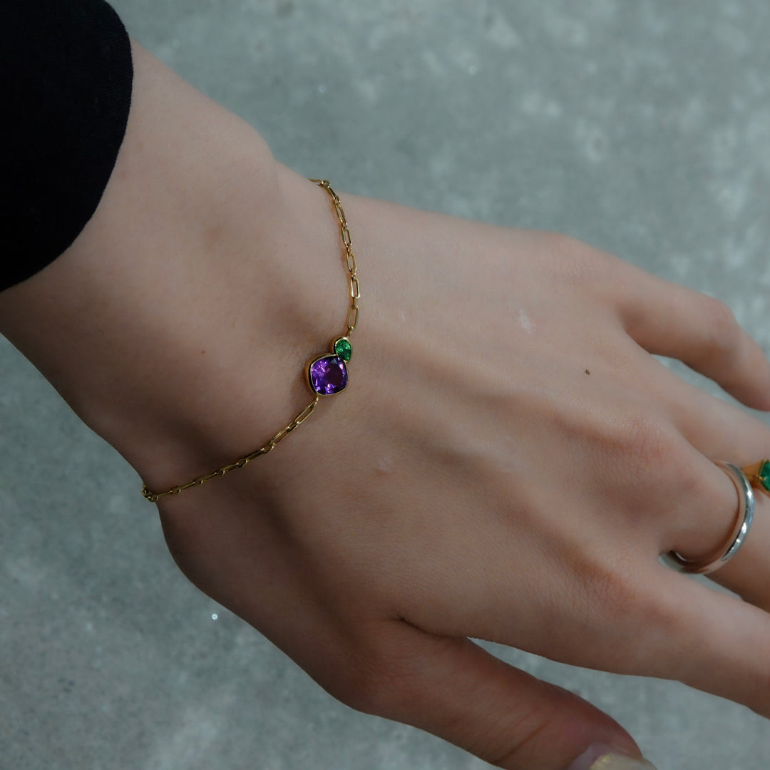 BLANCE 18K Amethyst Greengarnet Bracelet