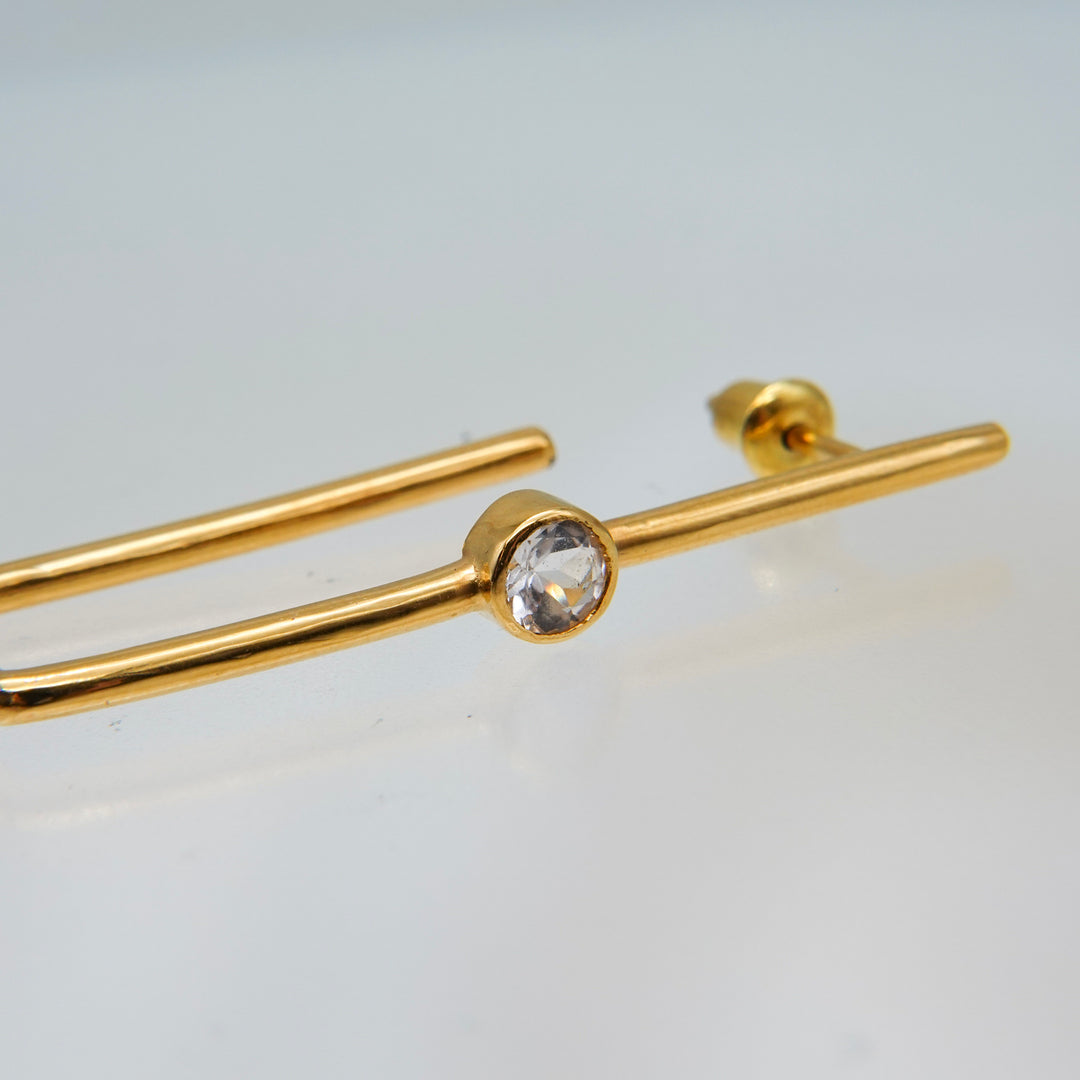 Morganite square hoop earring