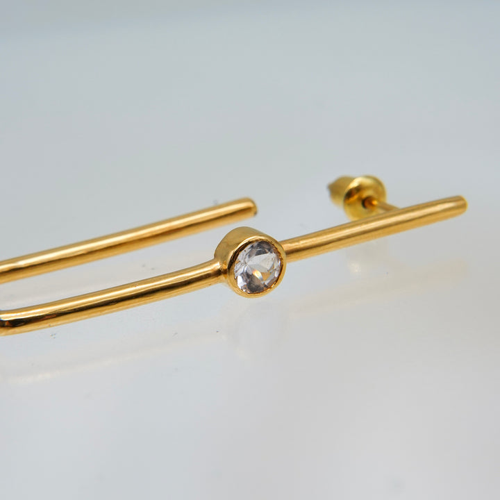 Morganite square hoop earring