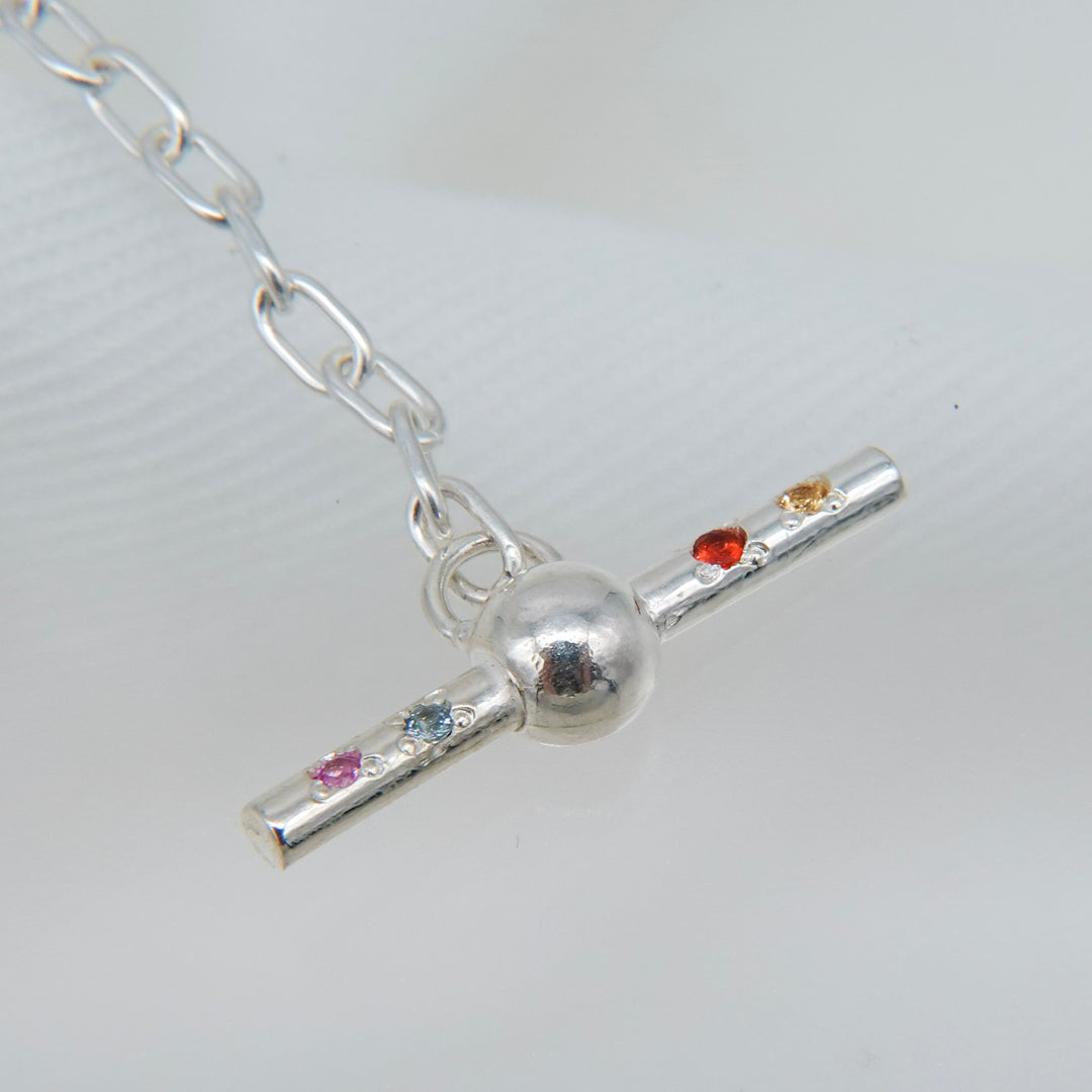 Gem heart toggle clasp necklace- Agate