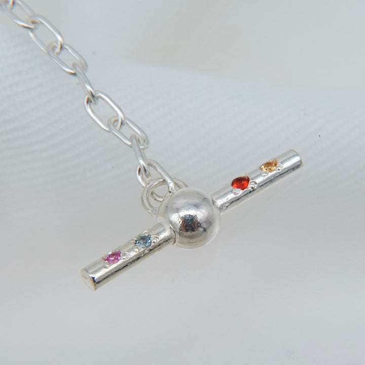 Gem heart toggle clasp necklace- Agate