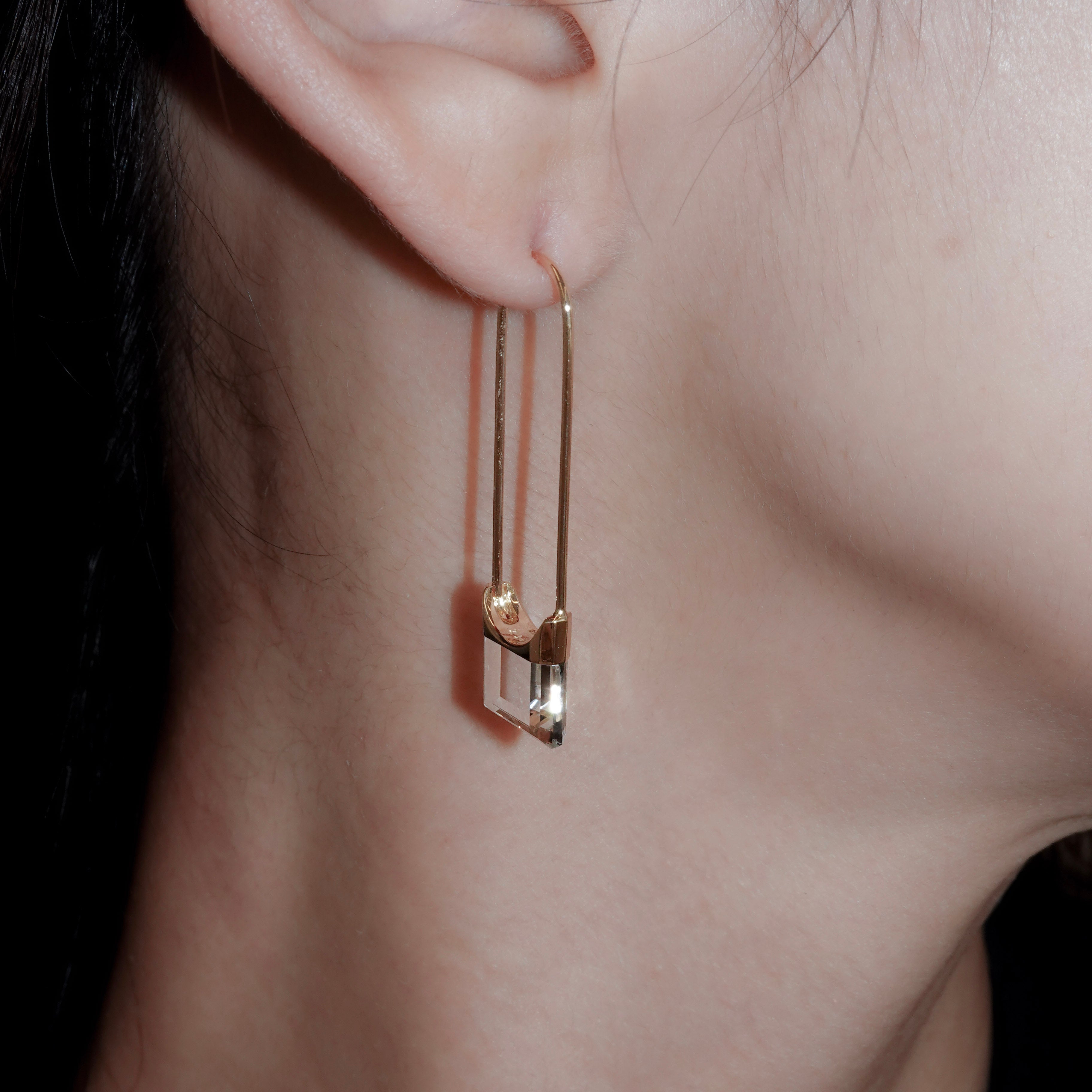 Drop Quartz Pierced Earring Square – unigem