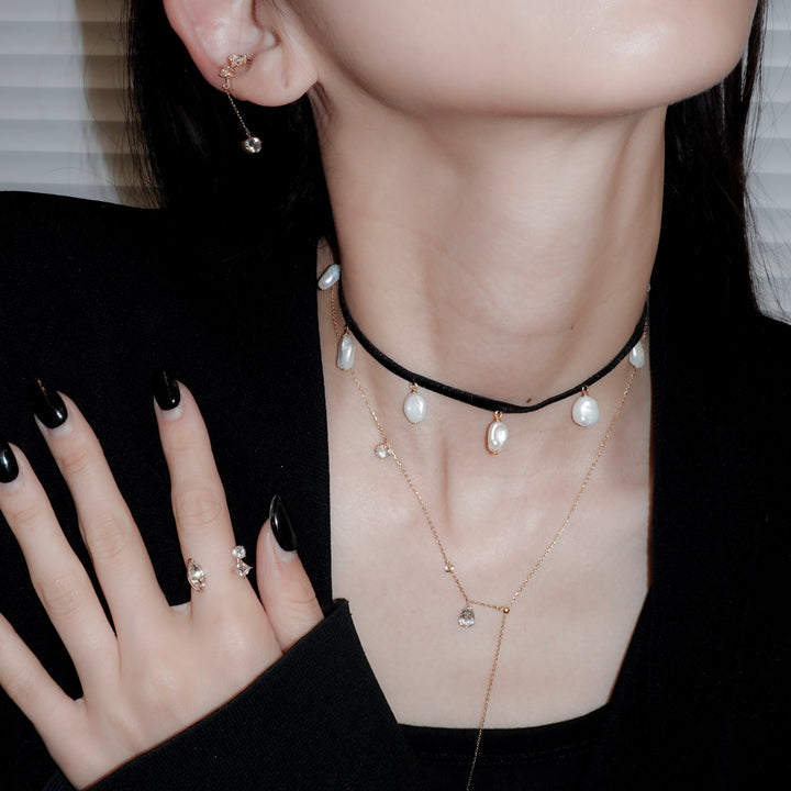 NOIR MULTI PEARL CHOKER NECKLACE