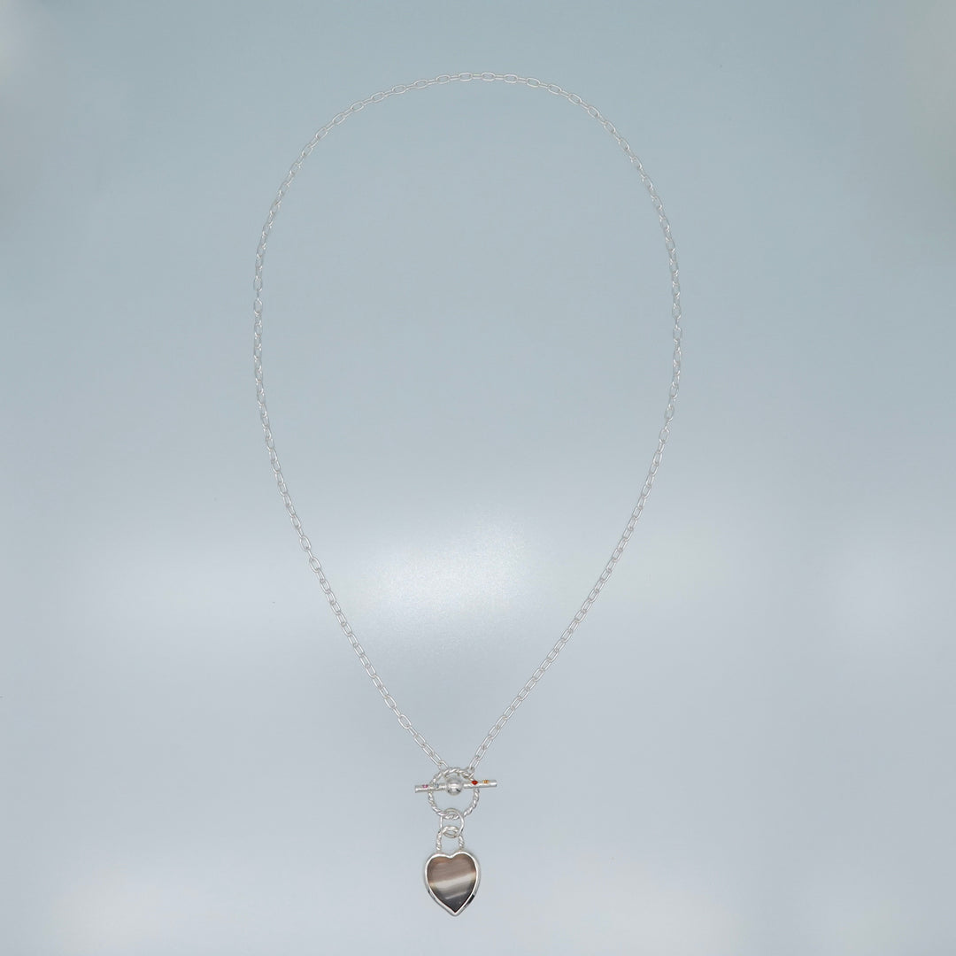 Gem heart toggle clasp necklace- Agate