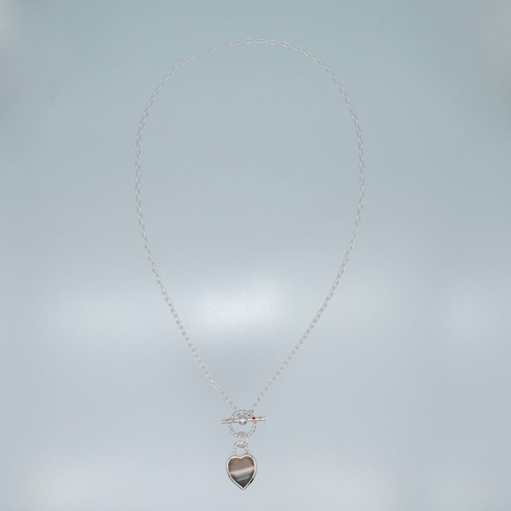 Gem heart toggle clasp necklace- Agate