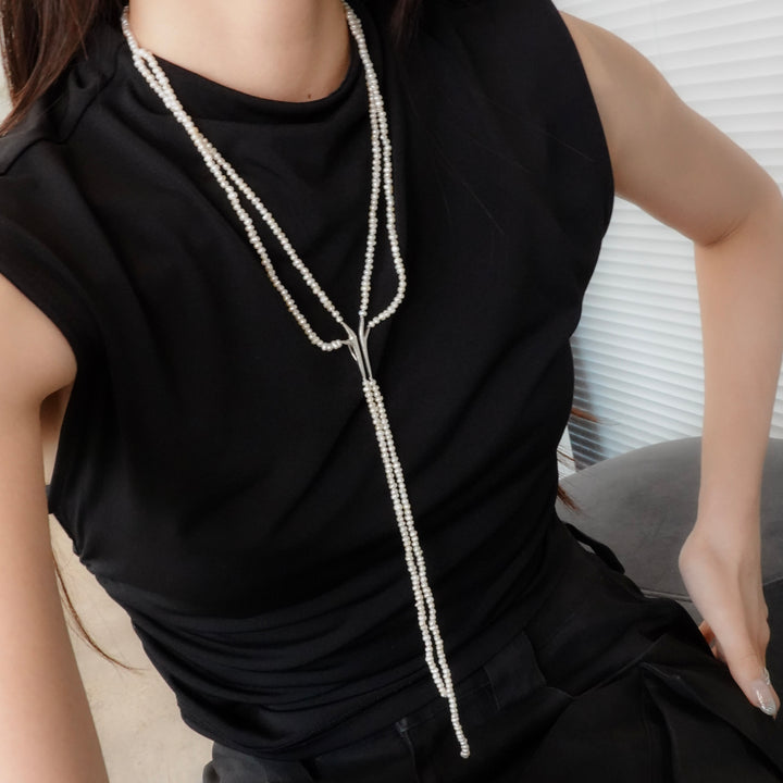 BAROQUE PEARL TIE COLLAR NECKLACE
