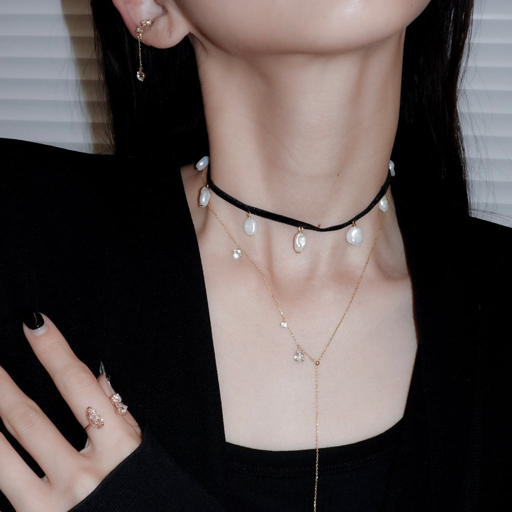 NOIR MULTI PEARL CHOKER NECKLACE