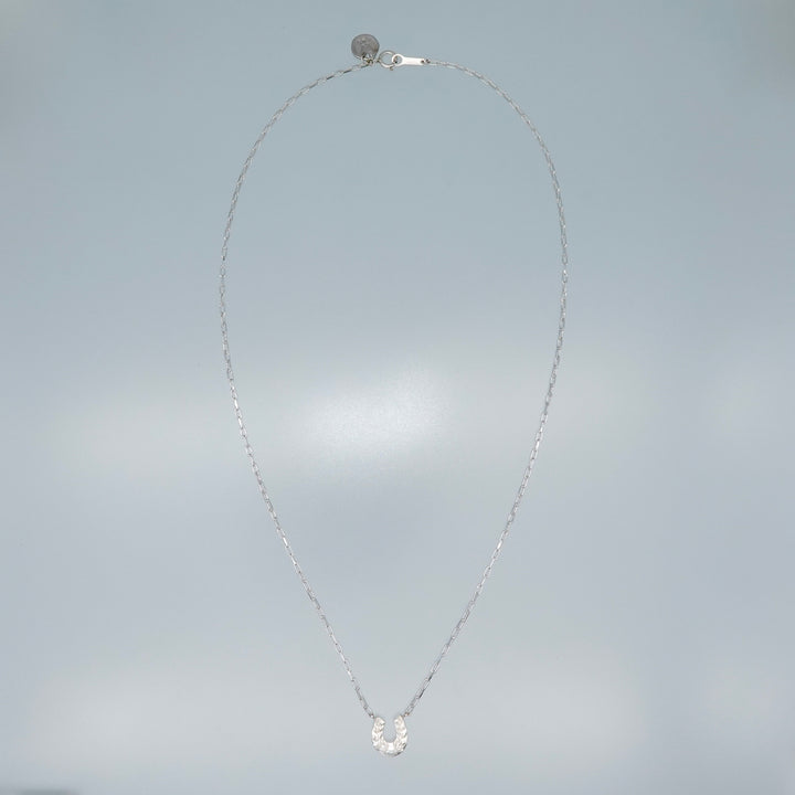 Engraved horseshoe necklace- Aquamarine