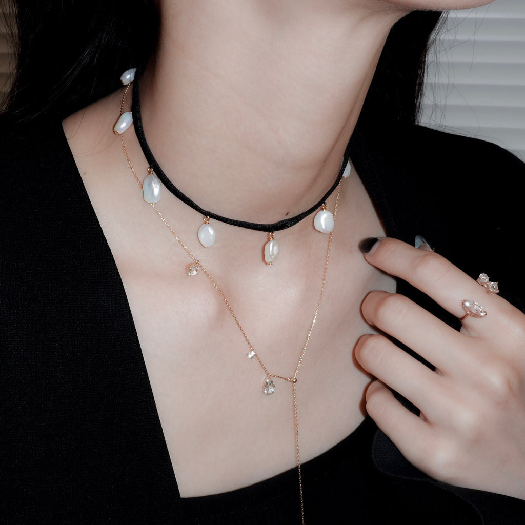 NOIR MULTI PEARL CHOKER NECKLACE