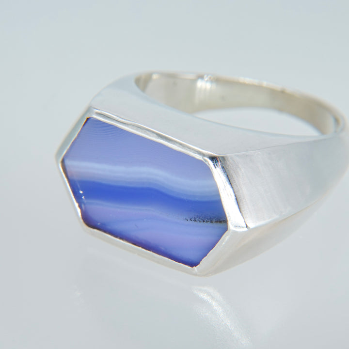 Gem Hexagone ring- Blue agate