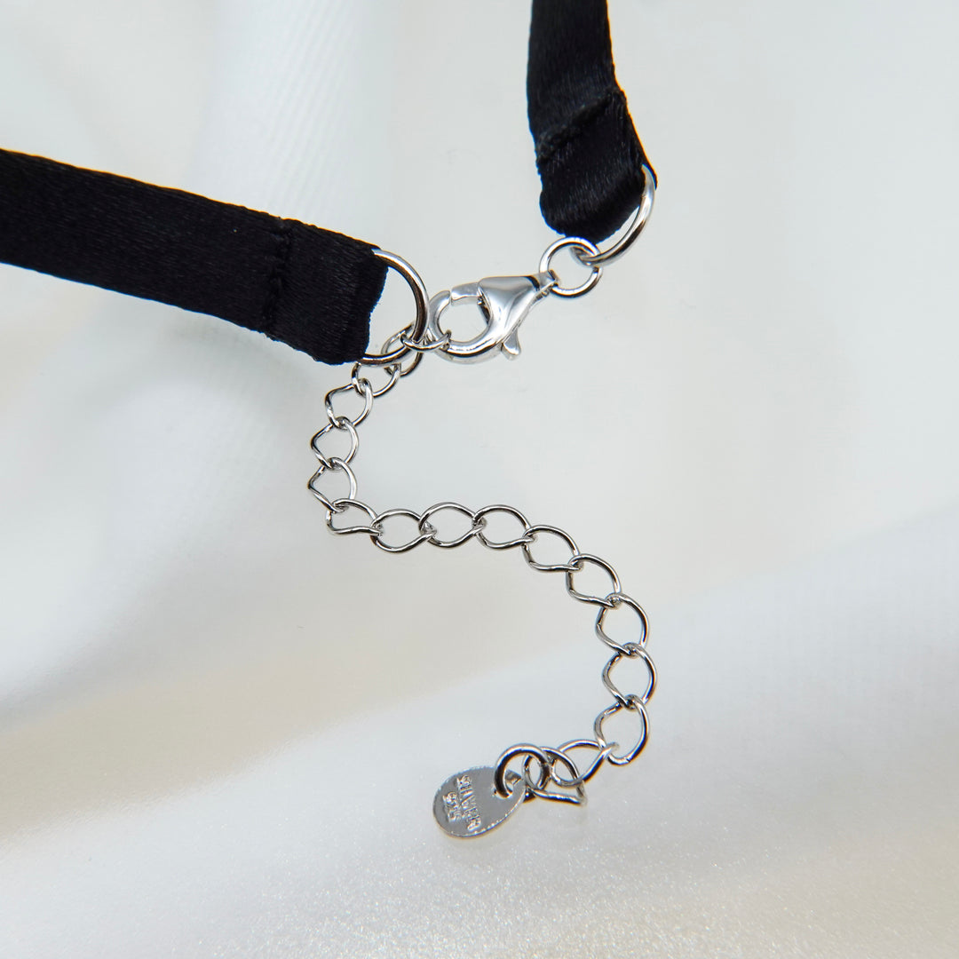 NOIR SINGLE PEARL CHOKER NECKLACE (Silver)