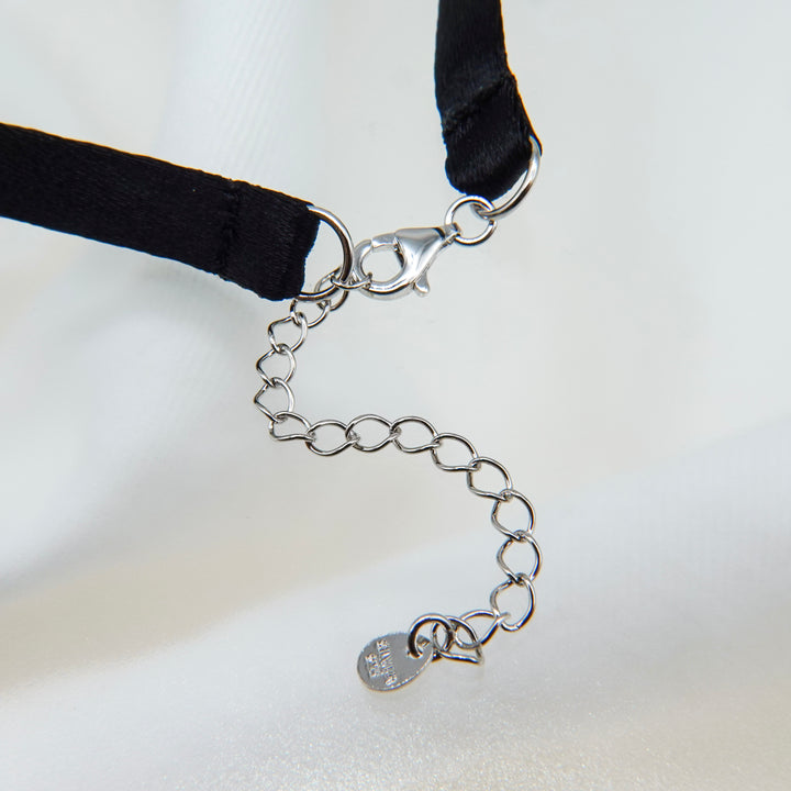 NOIR SINGLE PEARL CHOKER NECKLACE (Silver)