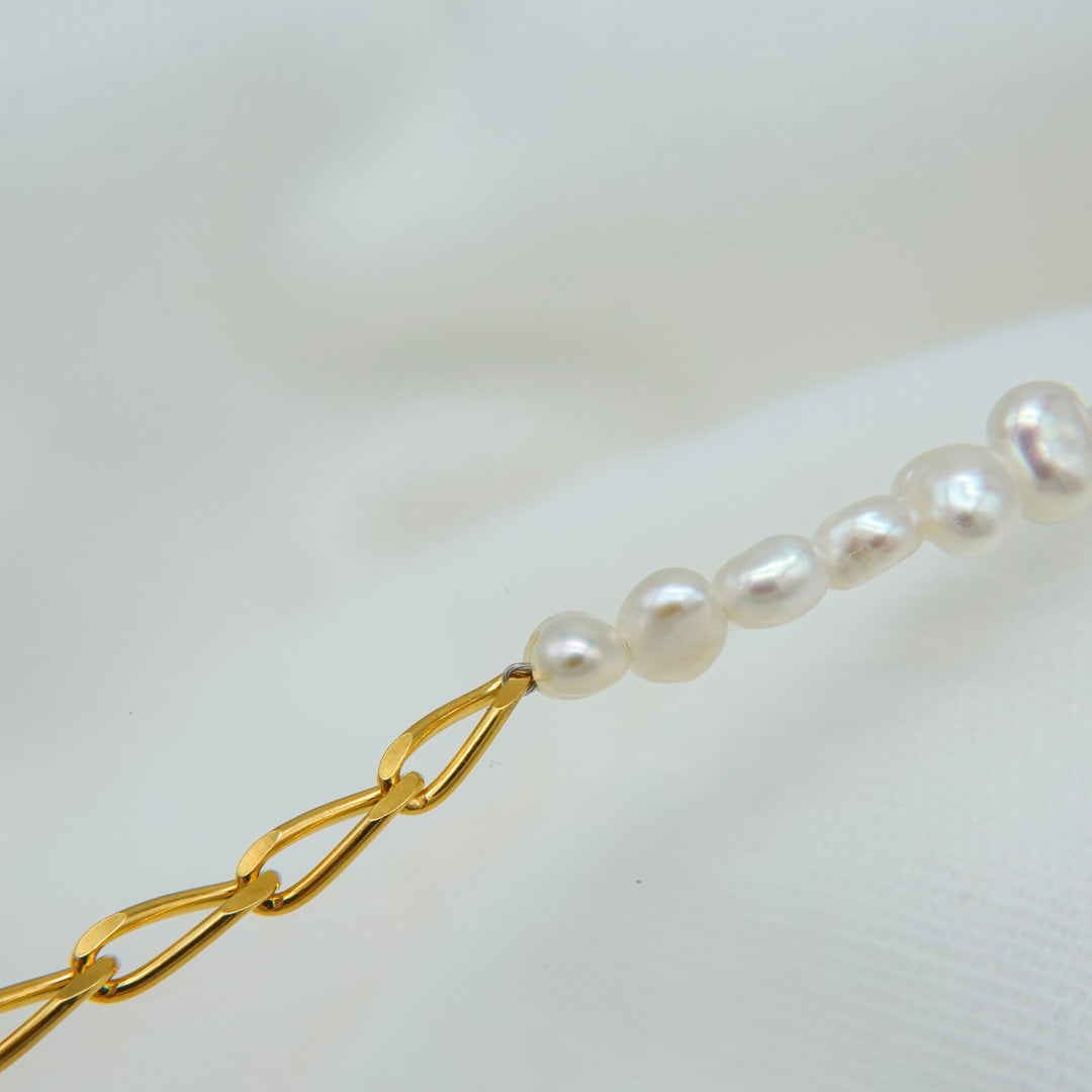 BAROQUE PEARL CHAIN 3WAY NECKLACE 80 (Gold)