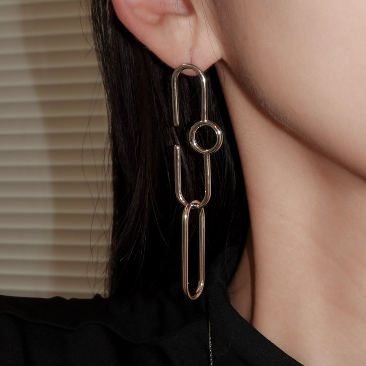 Ellips Loop Pierced Earrings_Rhodium coat