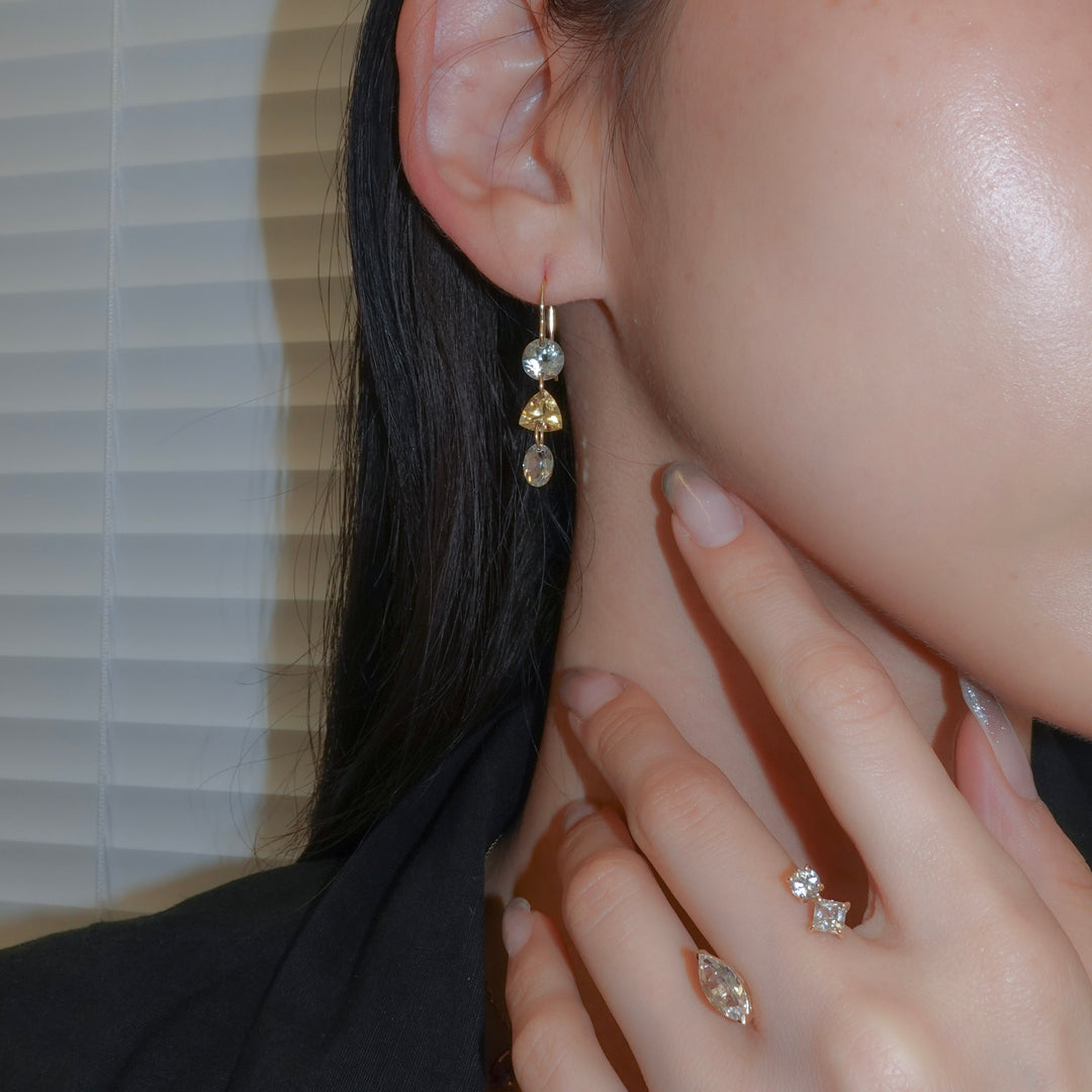 3 LOLIPOPS EARRING_10KWG x Green Amethyst x Citrine