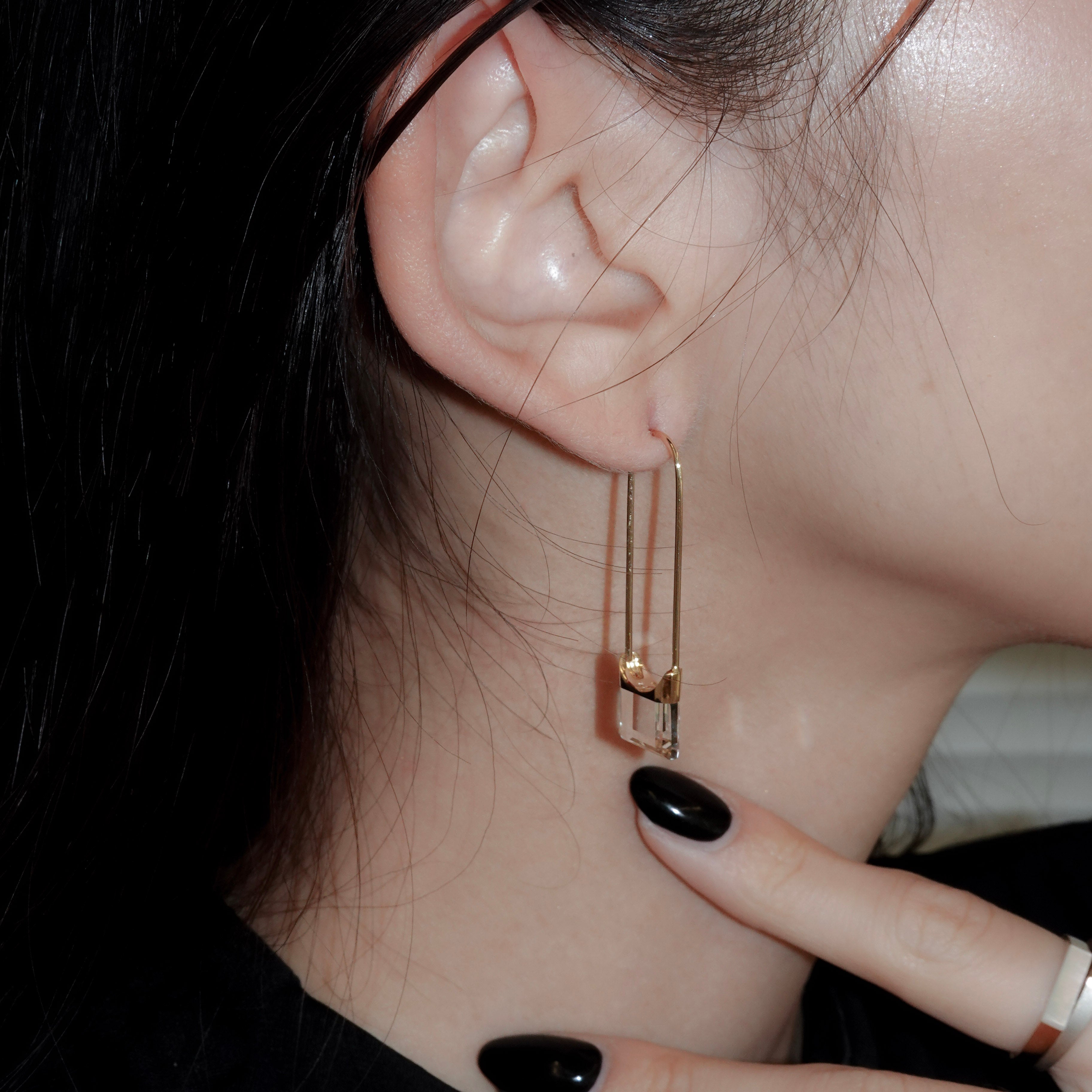 Drop Quartz Pierced Earring Square – unigem