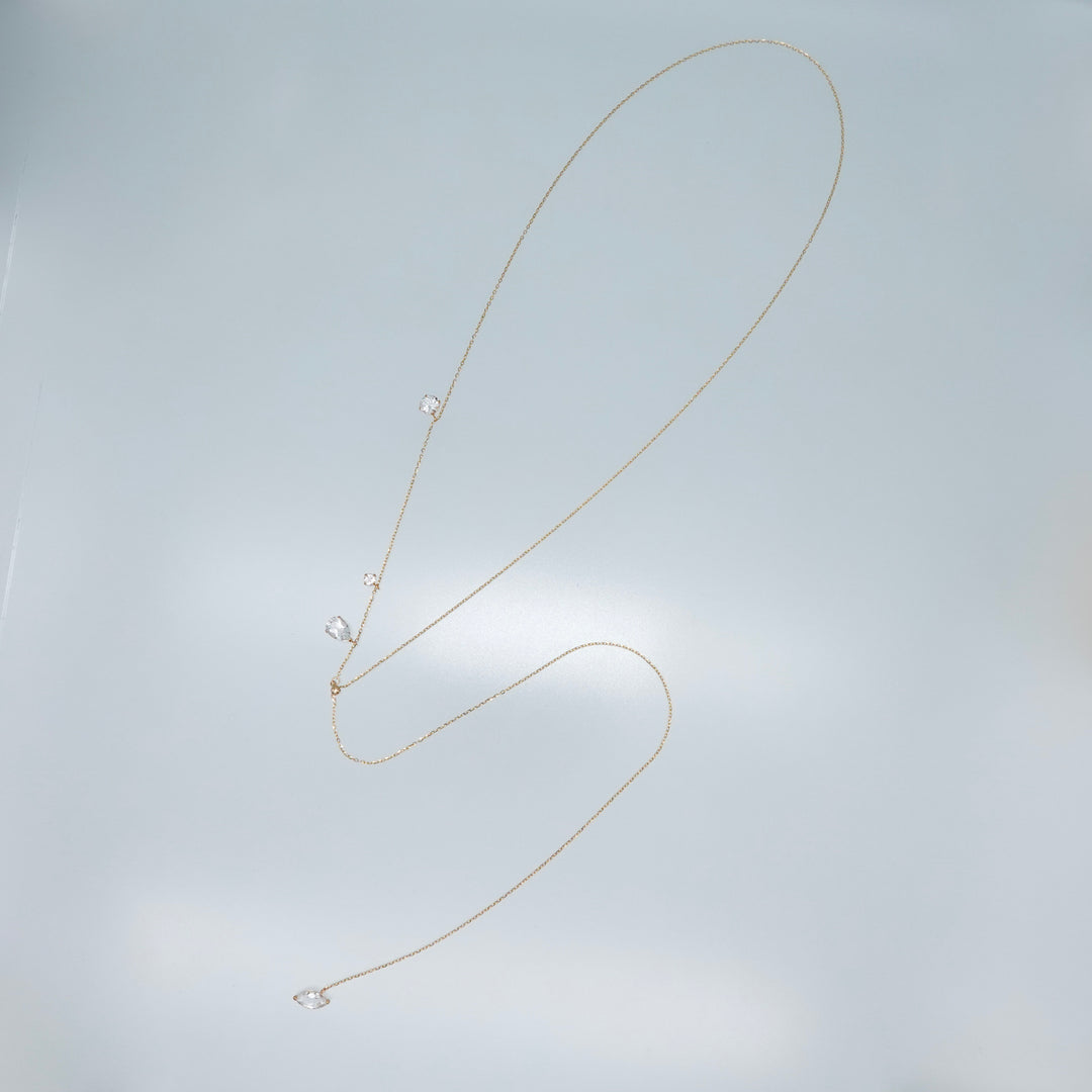 FALLING DEW LARIAT NECKLACE LONG_K10YG