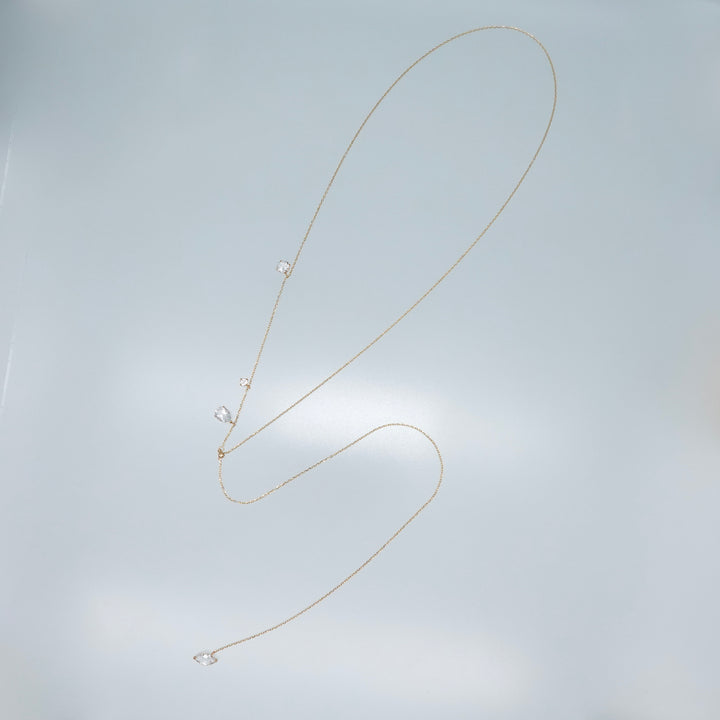 FALLING DEW LARIAT NECKLACE LONG_K10YG