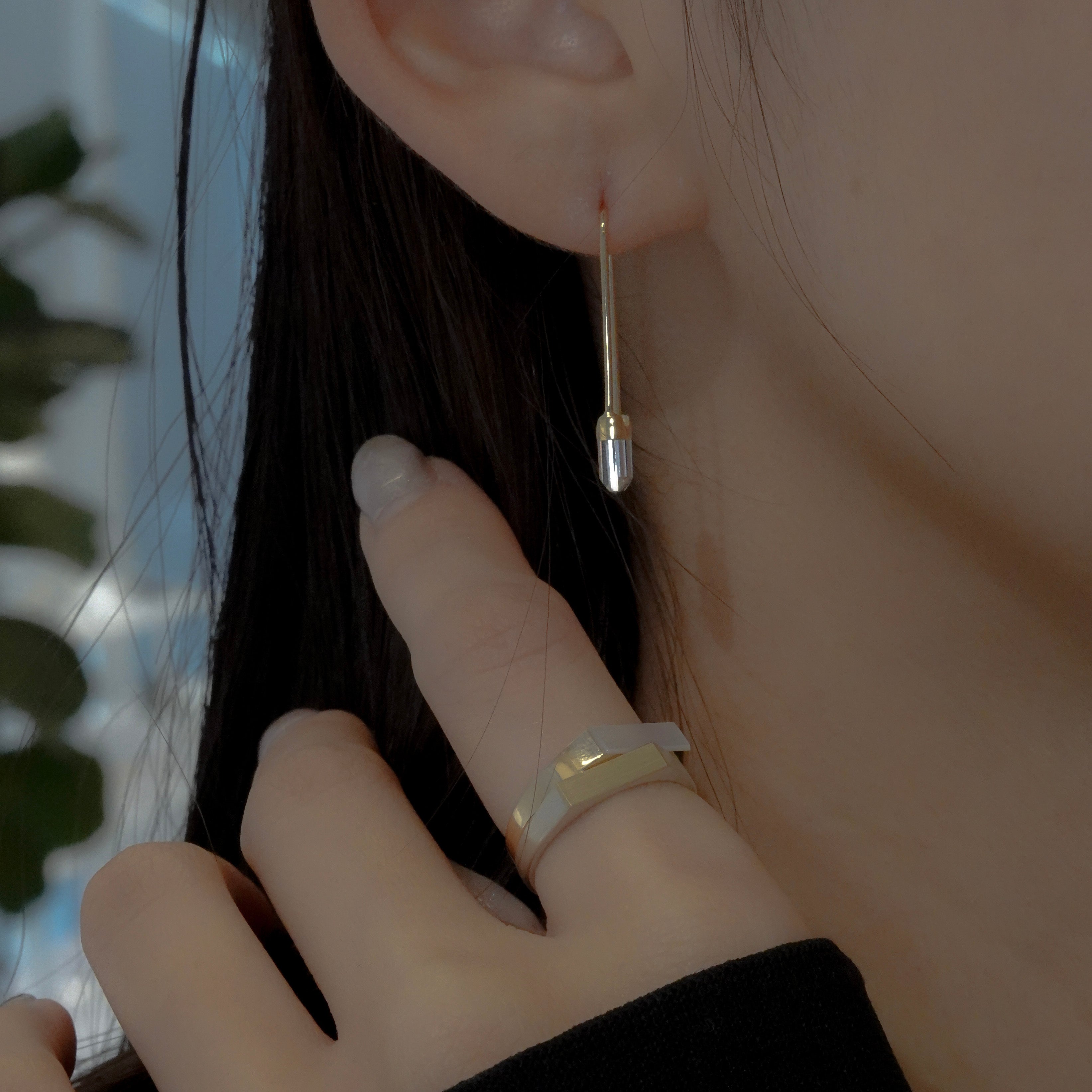 Drop Quartz Pierced Earring Square S – unigem