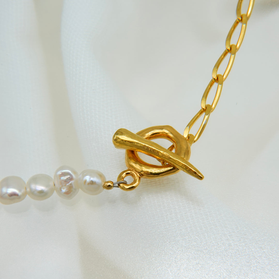 BAROQUE PEARL CHAIN 3WAY NECKLACE 80 (Gold)