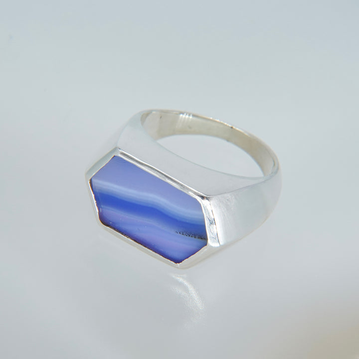 Gem Hexagone ring- Blue agate