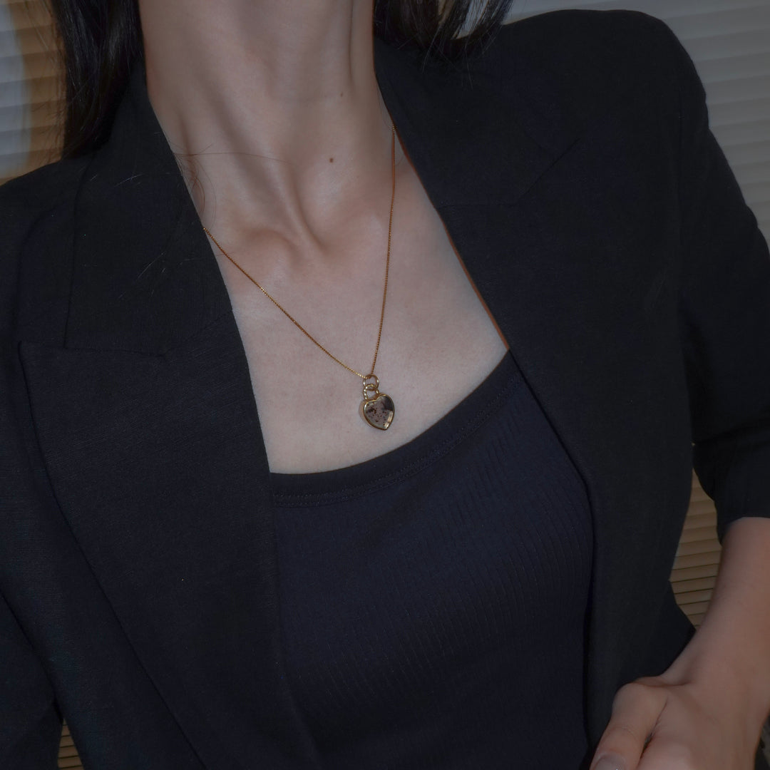 Gem Heart necklace- Montana agate