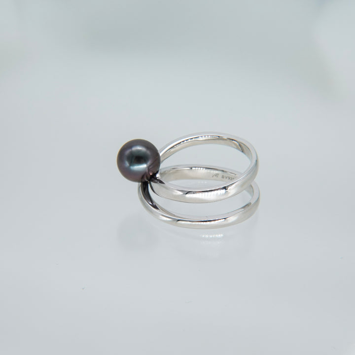 Black pearl ring SMR6 黒蝶真珠リング