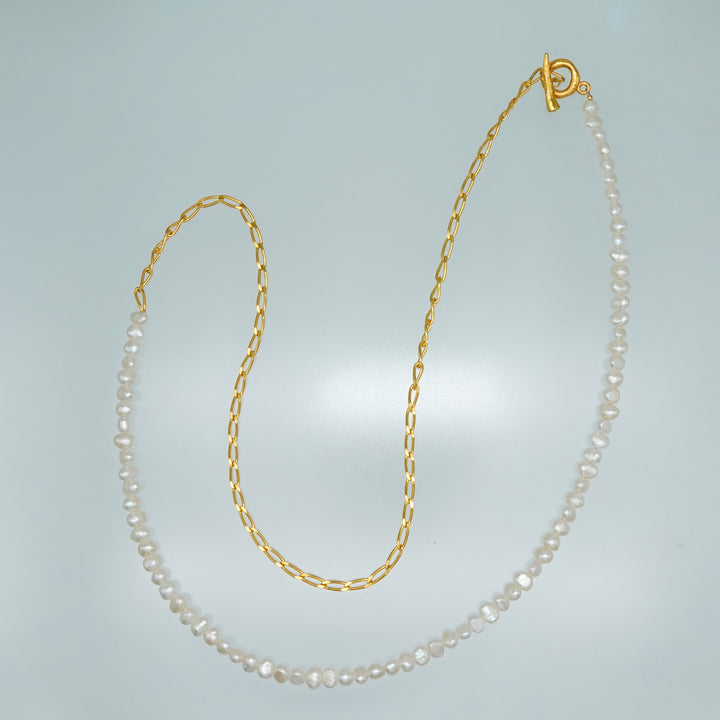 BAROQUE PEARL CHAIN 3WAY NECKLACE 80 (Gold)