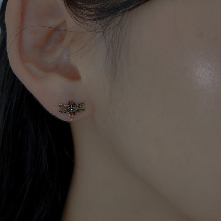 Dragonfly 14K Gold Stud