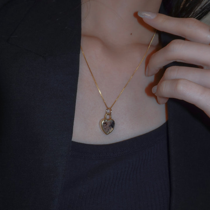 Gem Heart necklace- Montana agate