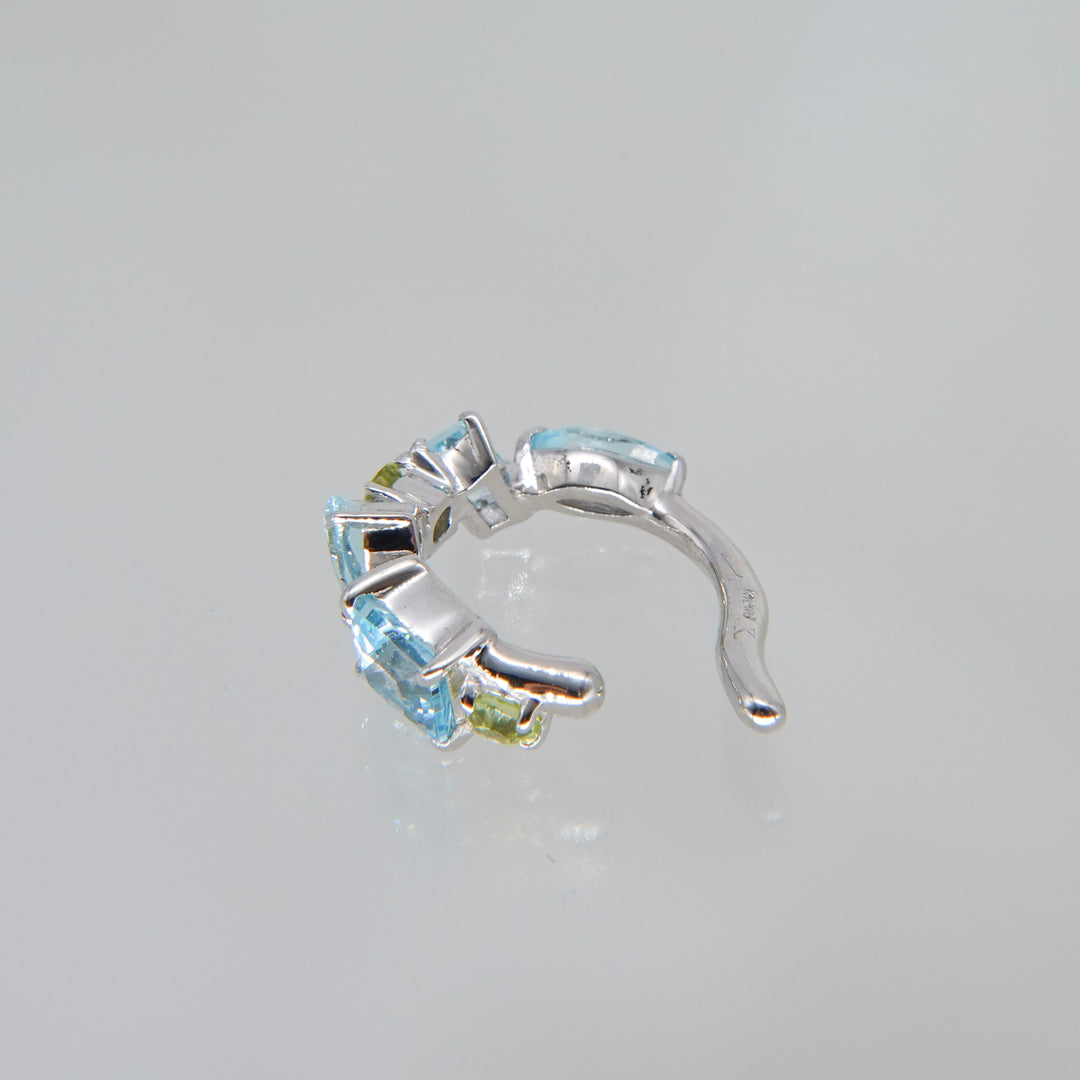 DEW EAR CUFF -S-_10KWG x Blue Topaz x Peridot