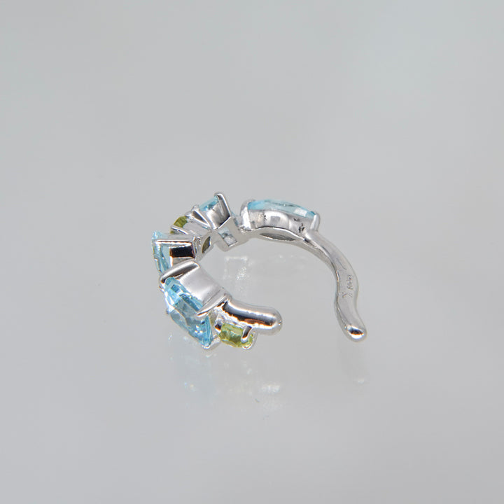 DEW EAR CUFF -S-_10KWG x Blue Topaz x Peridot