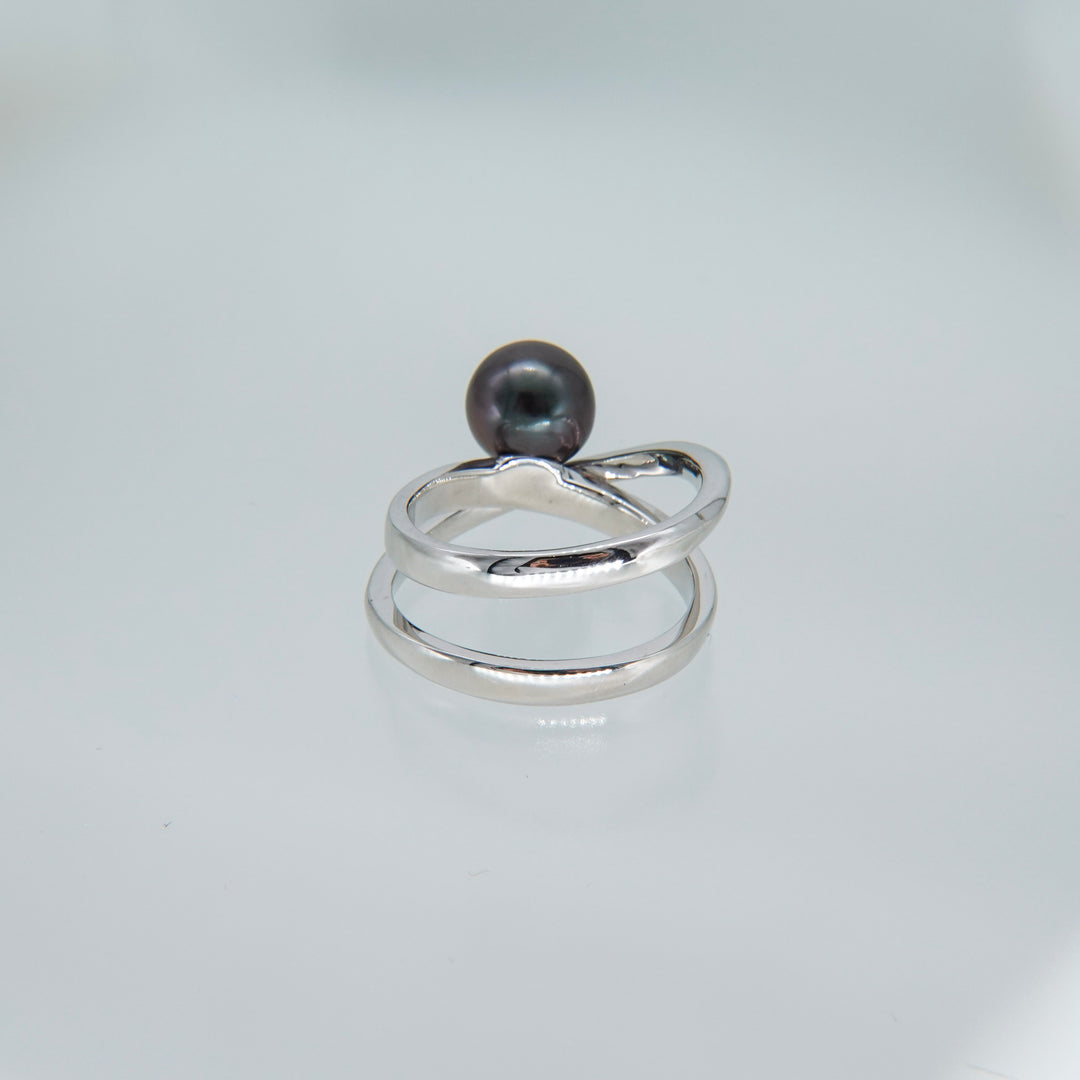 Black pearl ring SMR6 黒蝶真珠リング