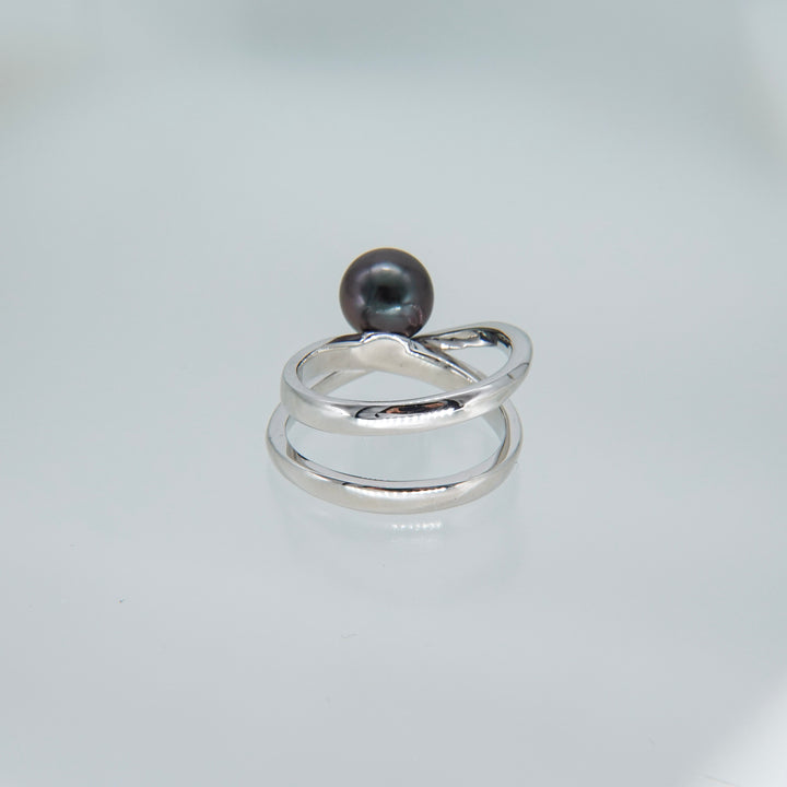 Black pearl ring SMR6 黒蝶真珠リング