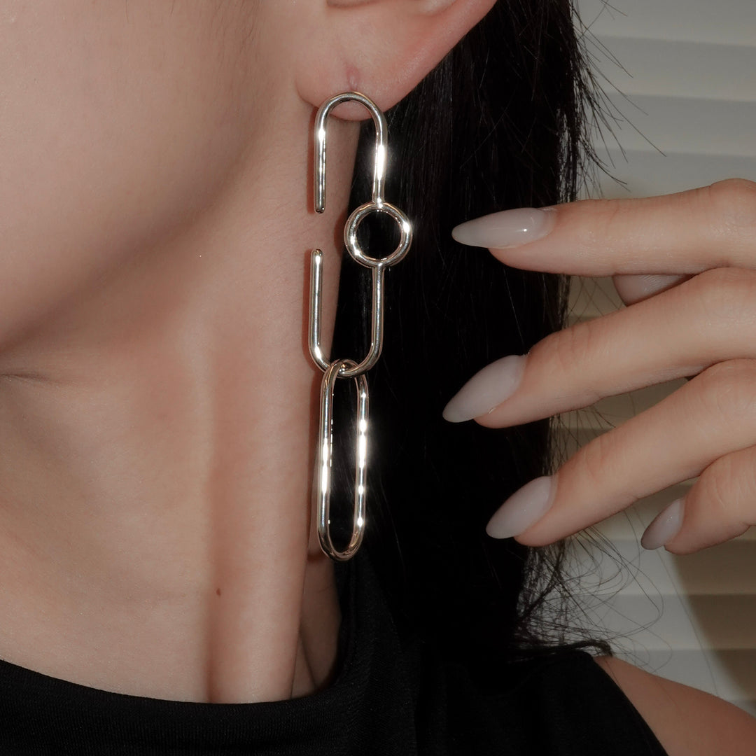 Ellips Loop Pierced Earrings_Rhodium coat