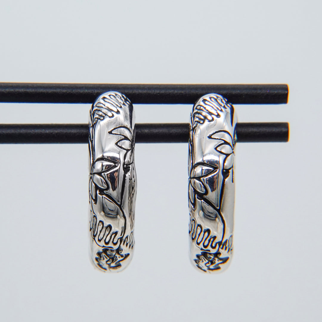 Black Millefleurs Hoops