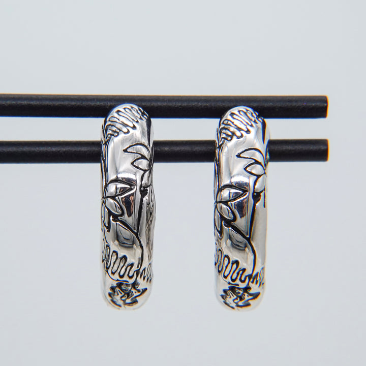 Black Millefleurs Hoops