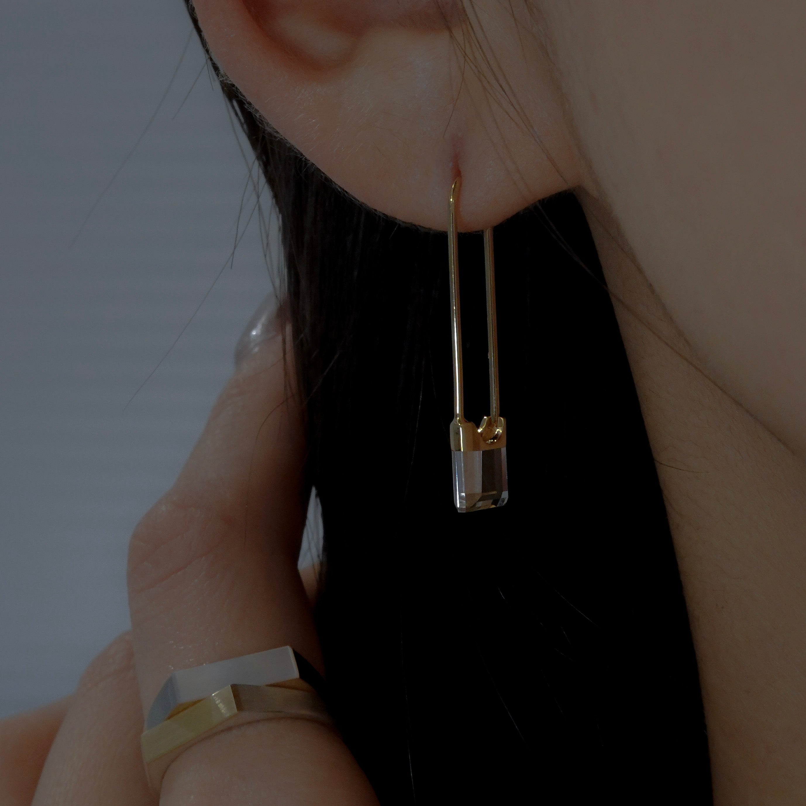 Drop Quartz Pierced Earring Square S – unigem