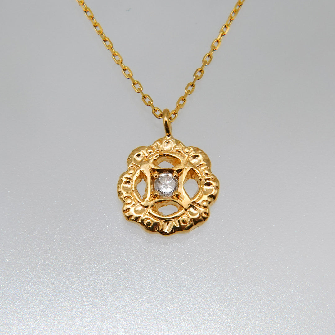 Birthstone 一粒ダイヤフィレンツェ彫りネックレス