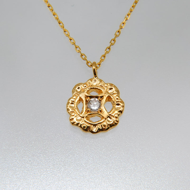 Birthstone 一粒ダイヤフィレンツェ彫りネックレス