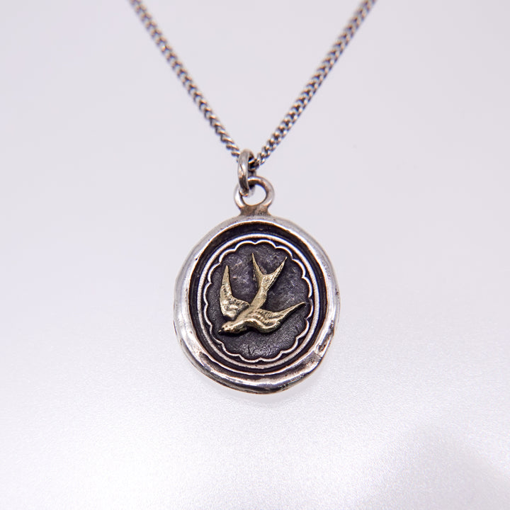 Free Spirited 14K Gold On Silver Talisman