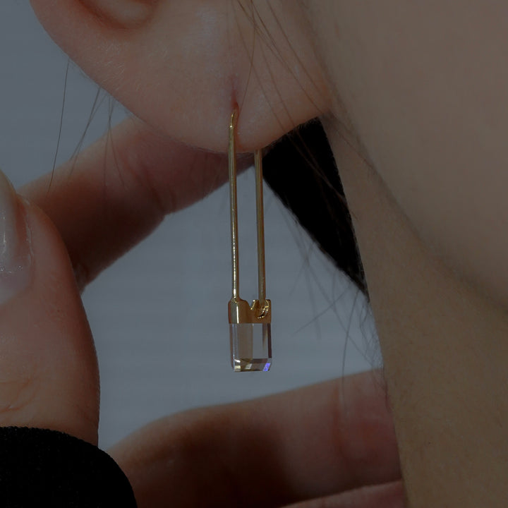 Drop Quartz Pierced Earring Square S