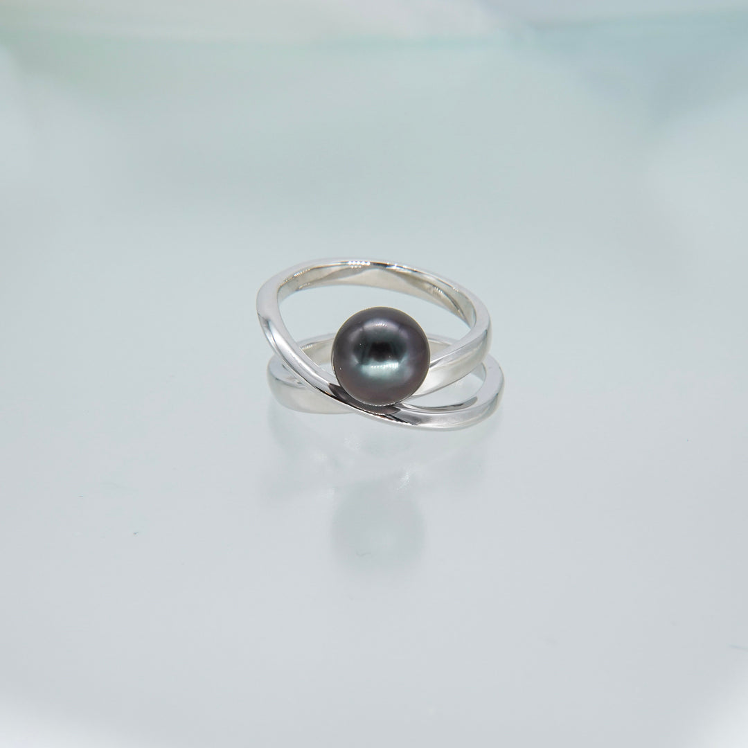 Black pearl ring SMR6 黒蝶真珠リング