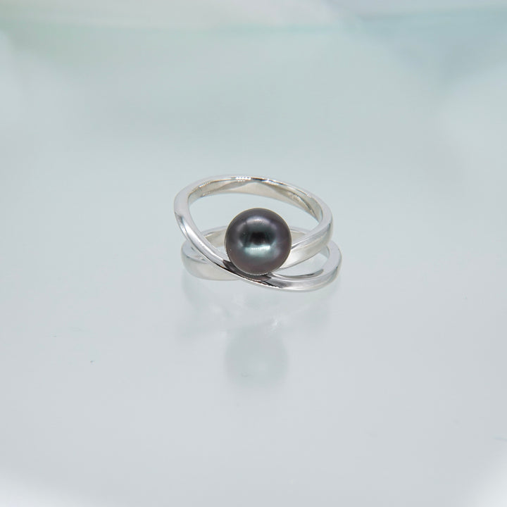 Black pearl ring SMR6 黒蝶真珠リング