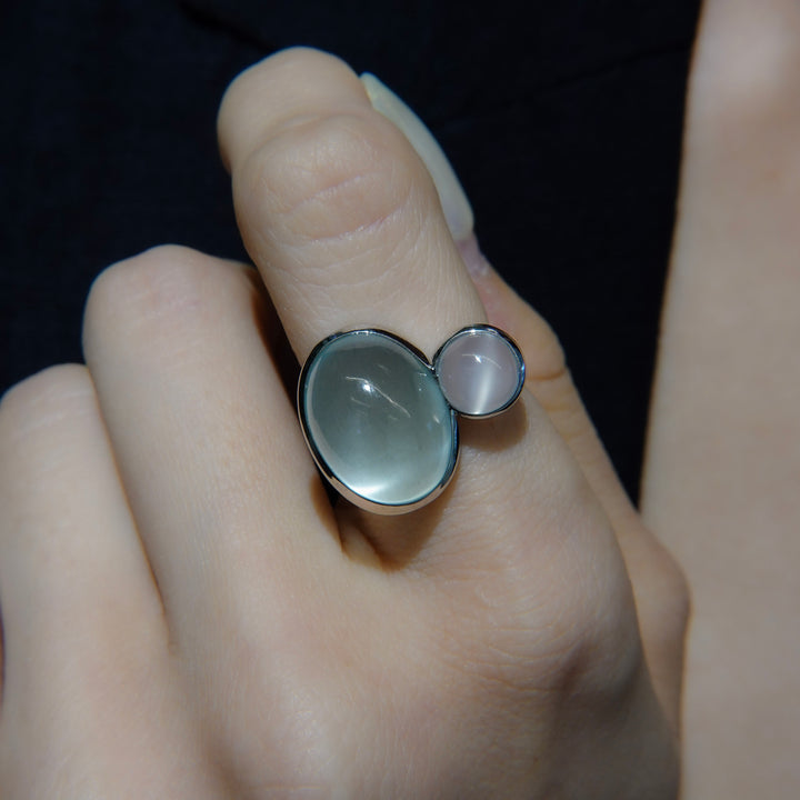 BLANCE Platinum950 Aquamarine Moonstone Ring