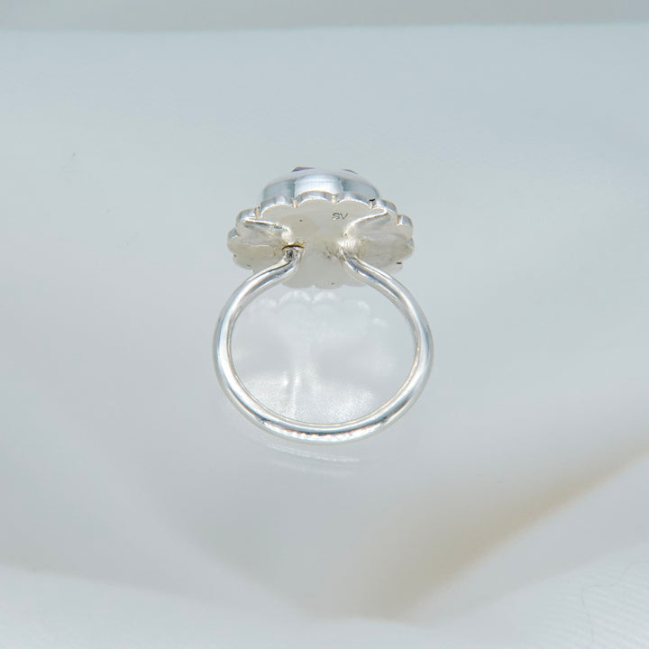 Flat flower ring- Rutile quartz x Tourmaline