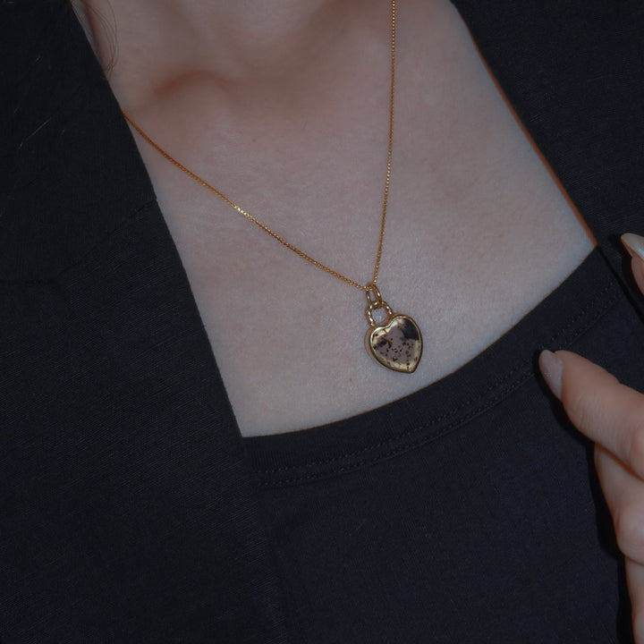 Gem Heart necklace- Montana agate