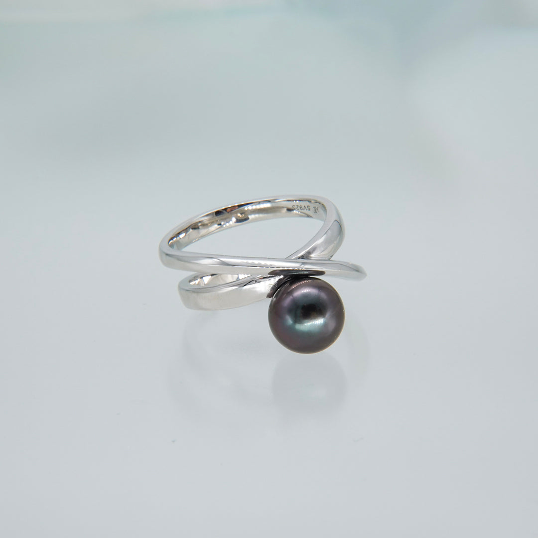 Black pearl ring SMR6 黒蝶真珠リング