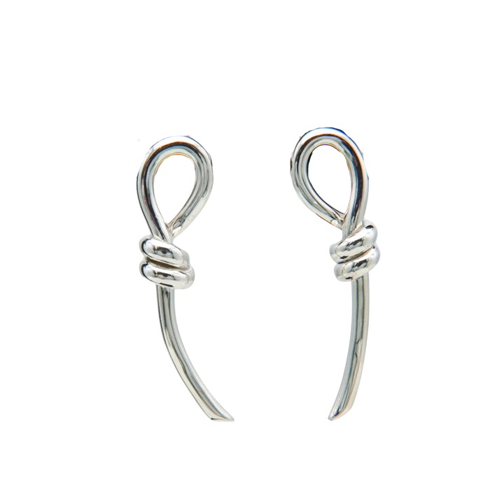 THREADS Silver Fishhook Pierced Earrings