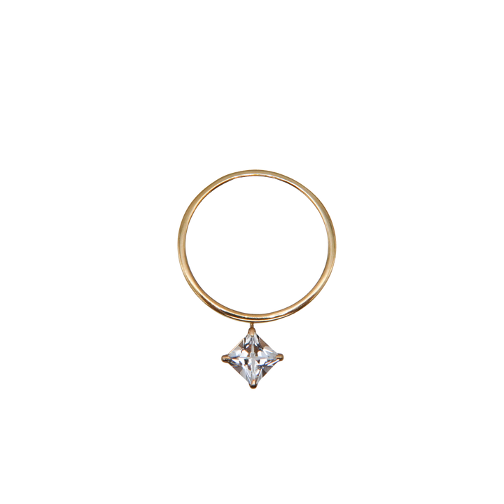 STARRY RING -skinny ver.-_10KYG x White Topaz